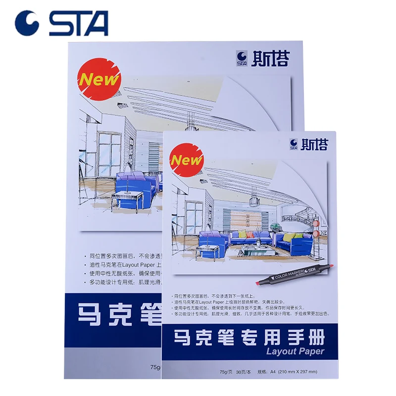 STA Marker Paper Pad font b Notebook b font For Markers Drawing Sketchpad For Sketching 30