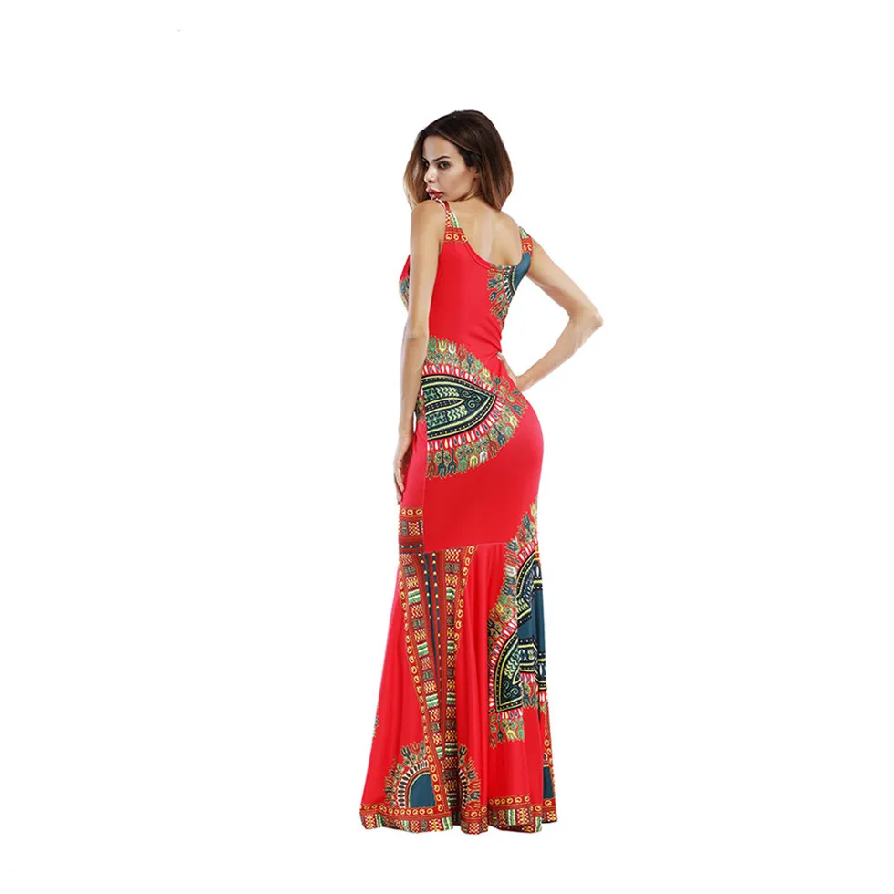 Summer Folk African Dress 2017 Print Pencil Bodycon Long Maxi Work Dresses Women Mermaid Sleeveless O Neck Casual Party Dress (26)