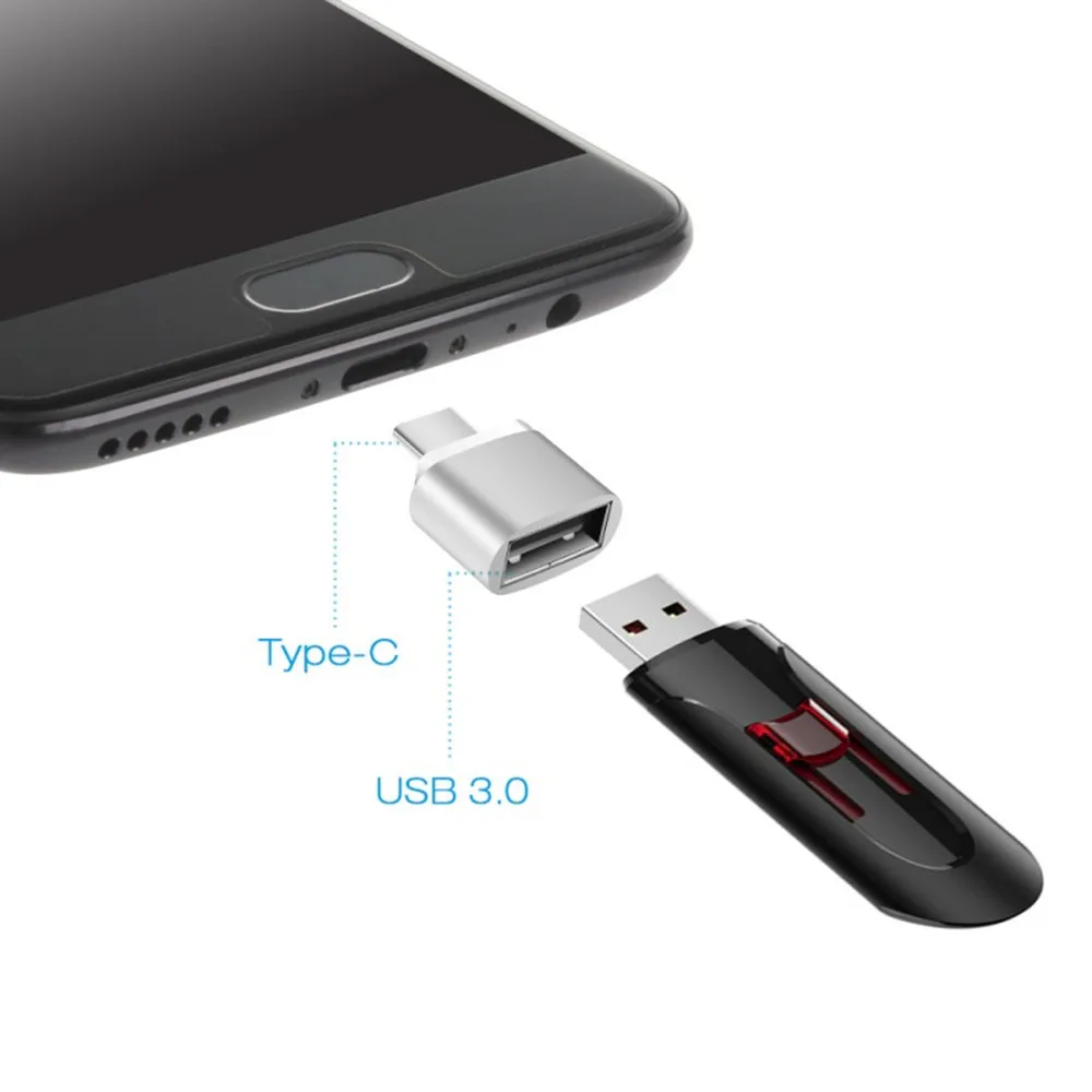 Переходник с разъемом Type C на USB3.0 Male Female металлическим OTG для адаптера Xiaomi Huawei