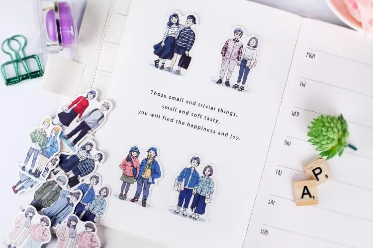 Наклейка для планировщика дневник альбом DIY декоративная наклейка посылка Япония и Южная Корея пара персонажей