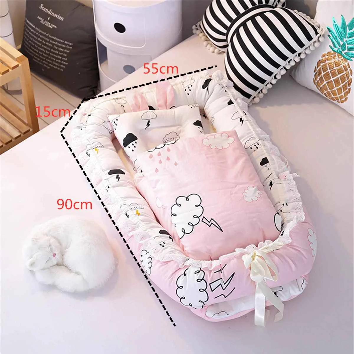 Дышащий хлопок спальная кроватка спальная одежда для новорождённых малышей кровать Портативный съемный матрас для сна гнездо кровать