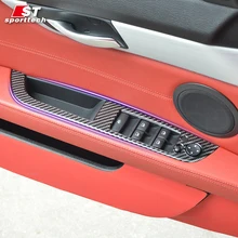Coches Ventana Interruptor de Fibra de Carbono Pegatina Para BMW Z4 e89 Botón de la ventana Panel de Accesorios Cubierta de la Etiqueta Engomada Para BMW Z4 e89