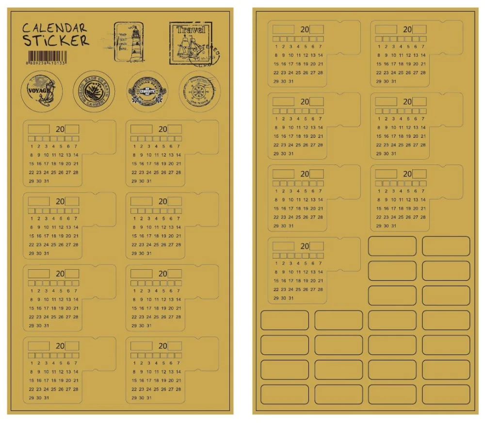 Наклейка на календарь без фиксированной даты, наклейки на дневник, декоративные винтажные наклейки на планировщик, наклейки на блокнот для путешествий
