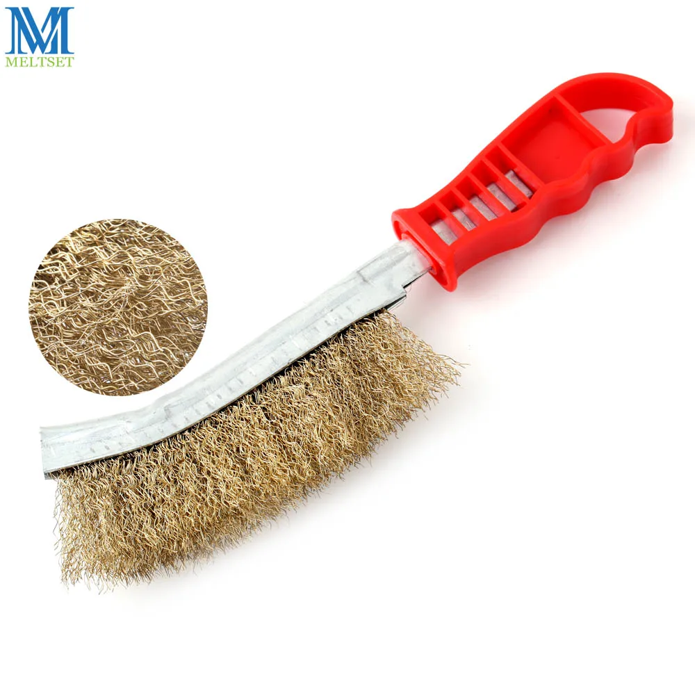 Meltset BBQ Grill Scaling Brush Red Plastic Handle Crack cleaning Brush