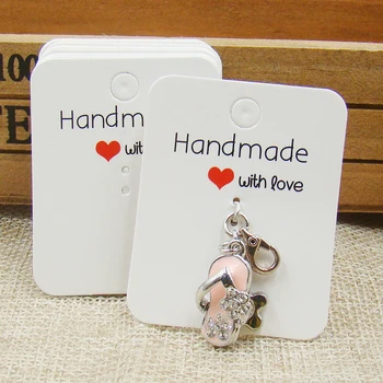 

4*5cm 500pcs per lot white retangular paper printed small pendant cards custom kraft ring cards tag jewelry paper hang tag