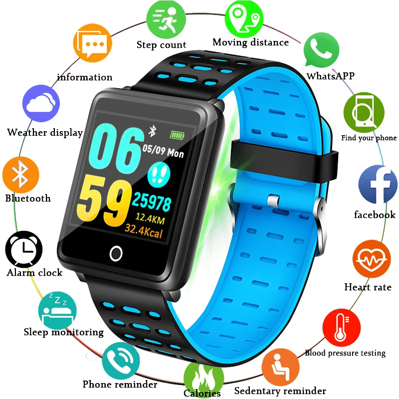 

Smart Watch Men OLED Color Big Screen men Fashion Fitness Tracker Heart Rate Blood Pressure Oxygen Smart watch Sport Watch+Box