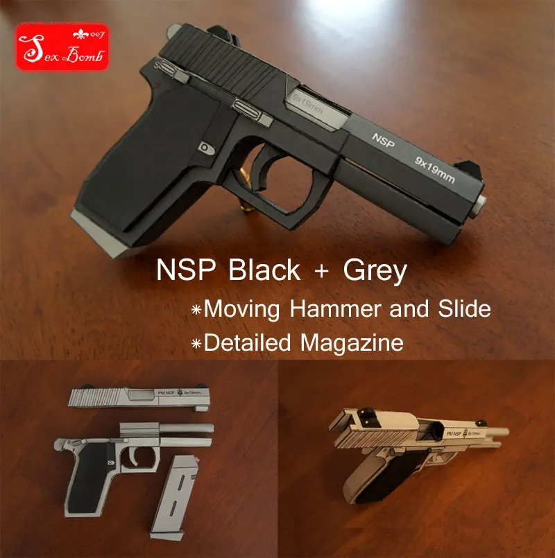 

Scaled Internal Structure HK_USP Pistol 3D Paper Models Kid Adults' Gun Weapons Paper Model Toys Moving Hammer Slide 2 in 1