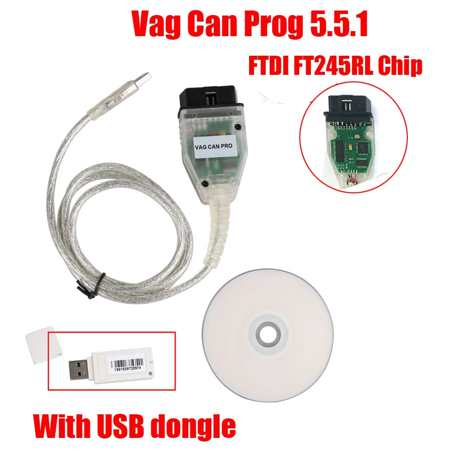 Лучший VAG CAN PRO V5.5.1 FTDI FT245RL чип VCP Com OBD2 Диагностический Интерфейс USB кабель VCP6 Поддержка Can Bus UDS для автомобилей Vag