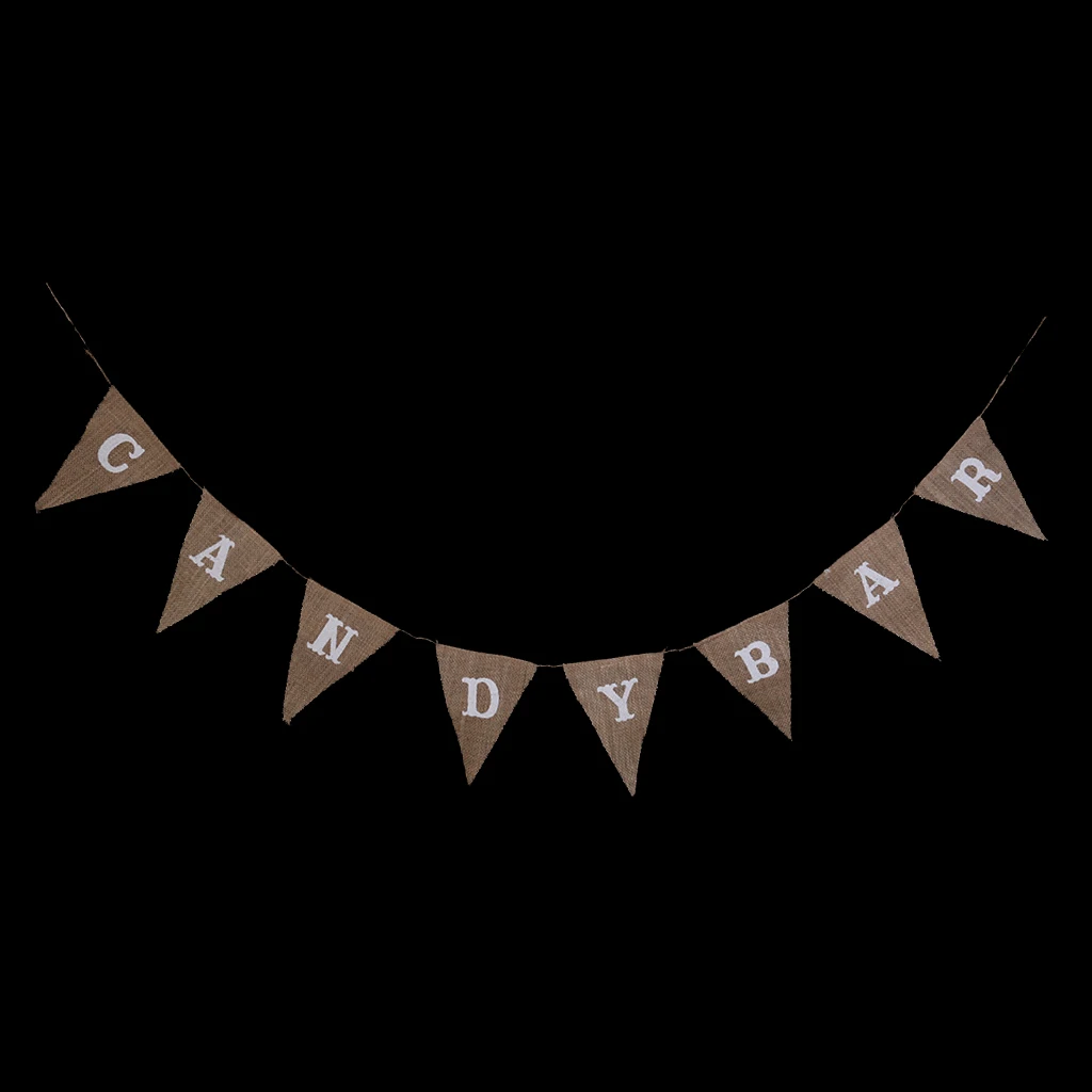 MagiDeal Hessian Bunting Rustic Linen CANDY BAR Pennant Garland Banners Party Supplies For Wedding Birthday Party Decoration 