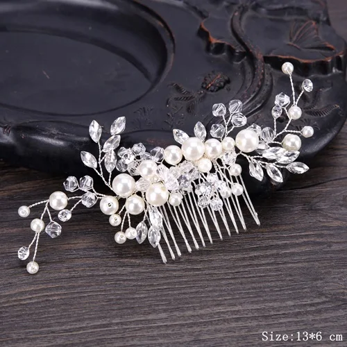 Bridal Pearl Hair Comb Wedding Accessories Rhinestone Flower Wedding Hair Comb Jewelry Wedding Hair Ornaments Bridal Headdress FS132