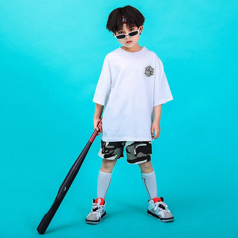 Toddler boy summer clothes 2019 6 8 10 12 14 16Years hip hop pants tshirt dance jazz costumes kids girls sets clothing 130 140  (1)