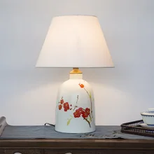 Художественная китайская фарфоровая Керамическая Настольная лампа для спальни, гостиной, свадебного стола, круглая настольная лампа Цзиндэчжэнь