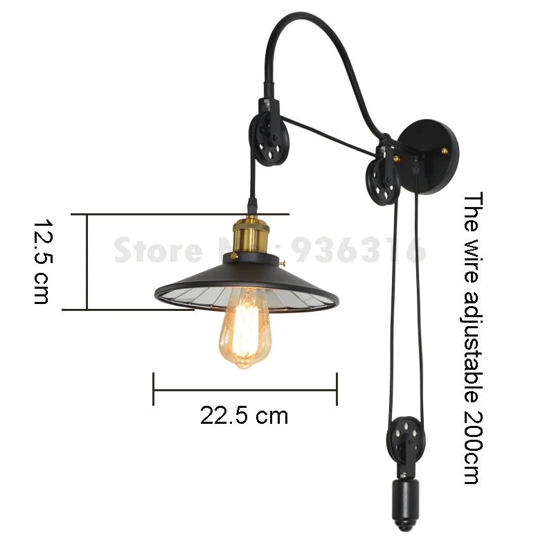 Adjustable Vintage Wall Lamp Fashion Antique Lighting American Style Lift Retractable Pulley Wall Lamp fixture Adjustable Vintage Wall Lamp Fashion Antique Lighting American Style Lift Retractable Pulley Wall Lamp fixture