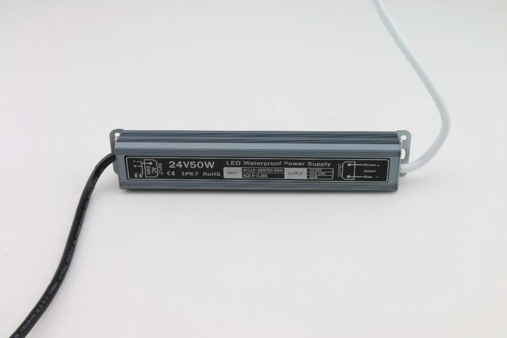 Новый AC 100 V 264 DC/DC 24V 50W IP67 2 1 в Водонепроницаемый светодиодный трансформатор