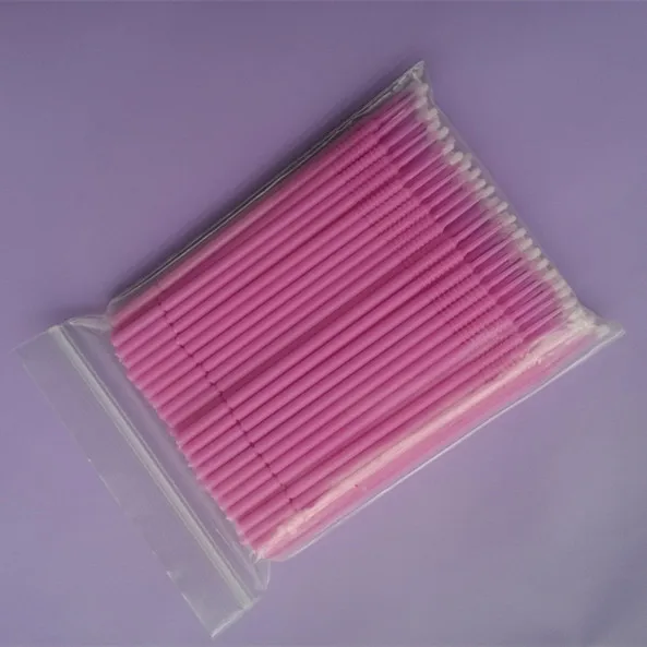 New 10 Packs Eyelash Extensions Micro Brushes Tips Applicators Medium Size Pink color |