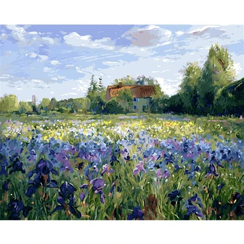 

Painting By Numbers DIY Dropshipping 50x65 60x75cm Beautiful purple manor Scenery Canvas Wedding Decoration Art picture Gift