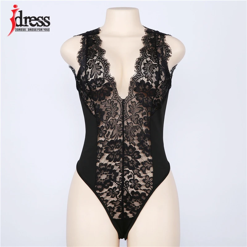 Сексуальное Белое Кружевное боди IDress женские топы прозрачные летние с V образным