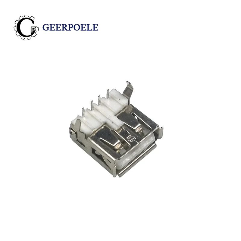 

10 Pcs/Lot Type A Female USB 2.0 4Pin Socket Jack Connector Plug Socket Cover Seat Welding Wire Adapeter 90 Horizontal insert
