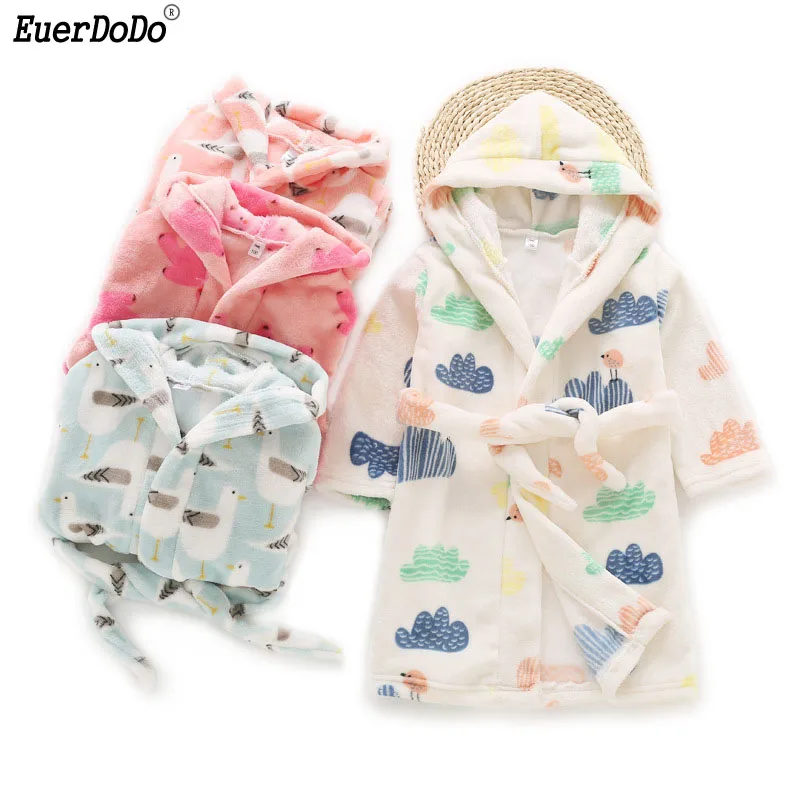 Spring Hooded Towel Robe For Kids Bathrobe For Girls Boys Robes Autumn