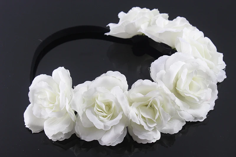 Богемный стиль белый цвет пион цветок Гирлянда голова цветочный ручной работы венки короны свадебные аксессуары для волос детский подарок