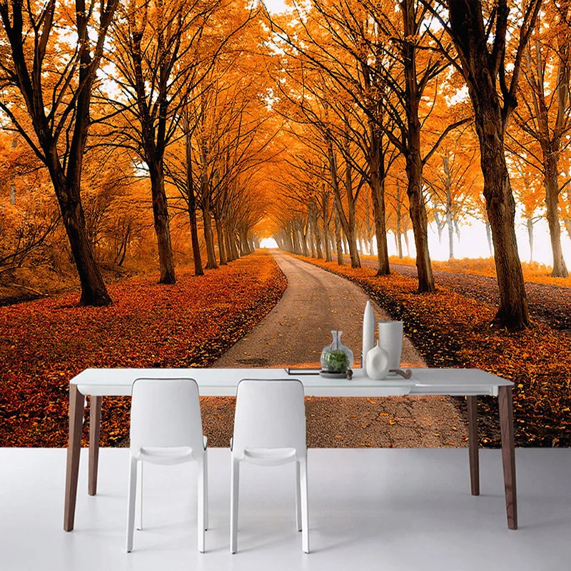 Новейшая природа пейзаж фото обои осень кленовые леса 3D стерео Фреска пространственное расширение Ресторан прикроватный домашний декор