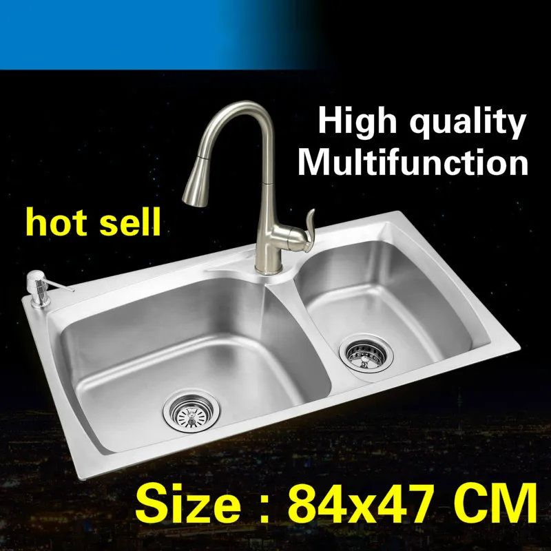 Free shipping Standard luxurious hot sell kitchen double groove sink