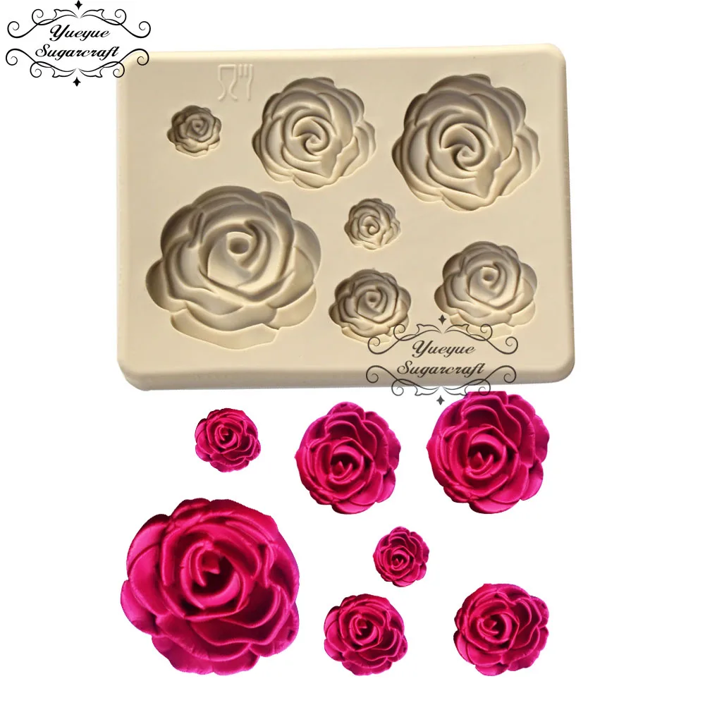 Yueyue Sugarcraft Rose Flower silicone mold fondant mold cake decorating tools chocolate confeitaria mold baking accessories