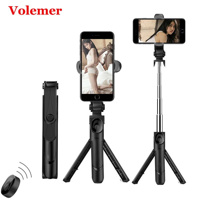 

Volemer Hot Selfie Stick Tripod With Mirror Bluetooth Remote Shutter Portable Extendable Tripod Holder For Android Iphone Xiaomi