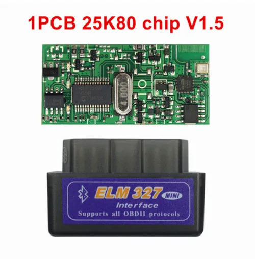 Высококачественный Супер Мини ELM327 Bluetooth V2.1/V1.5 OBD2 автоматический сканер ELM 327 для Android OBDII Автомобильный диагностический инструмент считыватель кодов - Цвет: V1.5 25k80 Black
