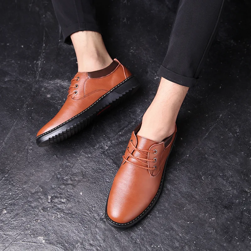 New Men Casual Genuine Leather Shoes Fashion Breathable Men's Formal Shoes Lace-up Flat for Men Shoes Zapatos De Hombre