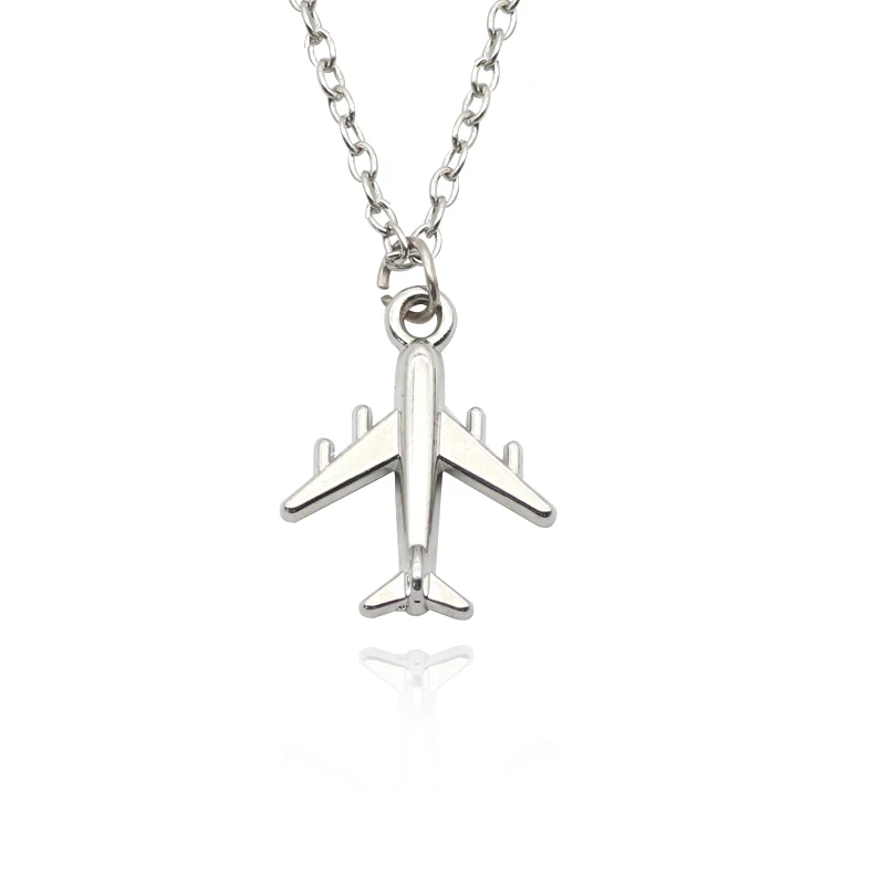 

Trendy Airplane Model Pendant Necklace Silver Simple & Personality All-Match Aircraft Sweater Chain Necklace For Women Xmas