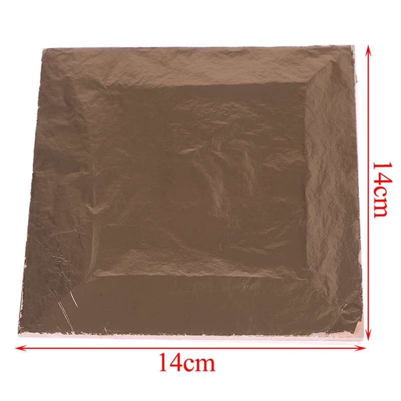 100 шт 14x14 см крафт-бумага для творчества имитация золотого, серебряного, медного листа лист листы фольги бумага для золочения DIY ремесло украшения - Цвет: Gold