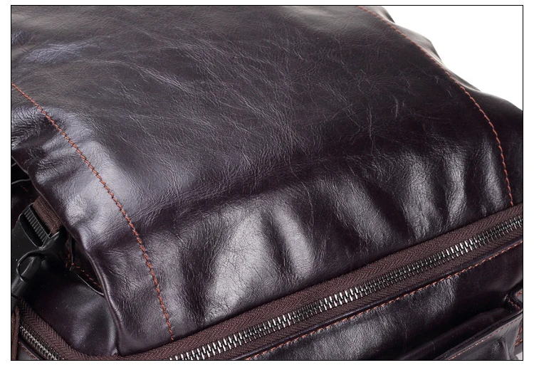 Men genuine leather backpack 19