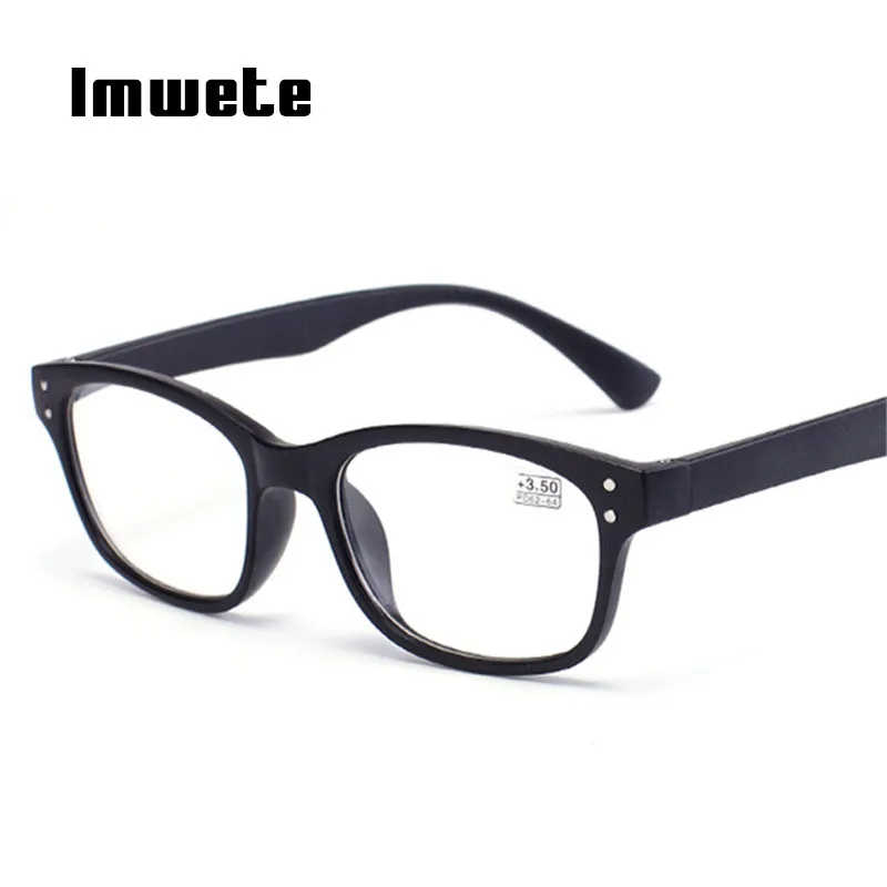 Imwete Unisex Ultralight Reading Glasses Anti-fatigue Presbyopic Diopter Glasses Men Women Eyewear Myopia Resin Lens PC Frame - Цвет оправы: Black