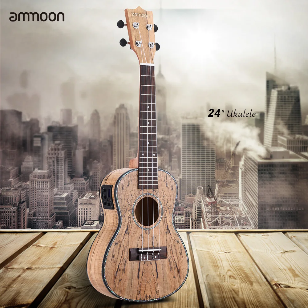 Ammoon 2" Deadwood(редкий материал) укулеле Гавайская гитара с светодиодный EQ Cowry Shell Brims OX костяной нижний порожек 4 струны инструмент