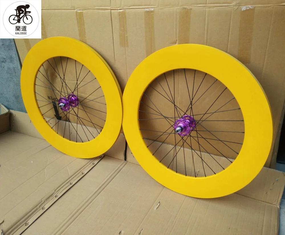 Clearance Kalosse  DIY  color  Fixed gear bicycle wheels Fixed gear bikes wheel  ball  hubs 90mm 700*23C   aluminum alloy 5