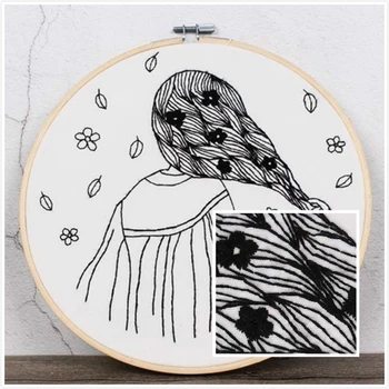 

Minimalist 3D DIY Sketch Embroidery Set Needlework Kits Cross Stitch for Beginner Embroidery Hoop Handmade Painting Home Decor