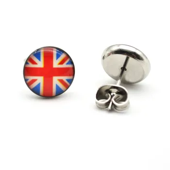 

HENGKE Jewelry UK Motifs Ear Stud Earrings Ear Nail PIN 316l Stainless steel10mm No Fade No Allergies Union Jack Jewelry