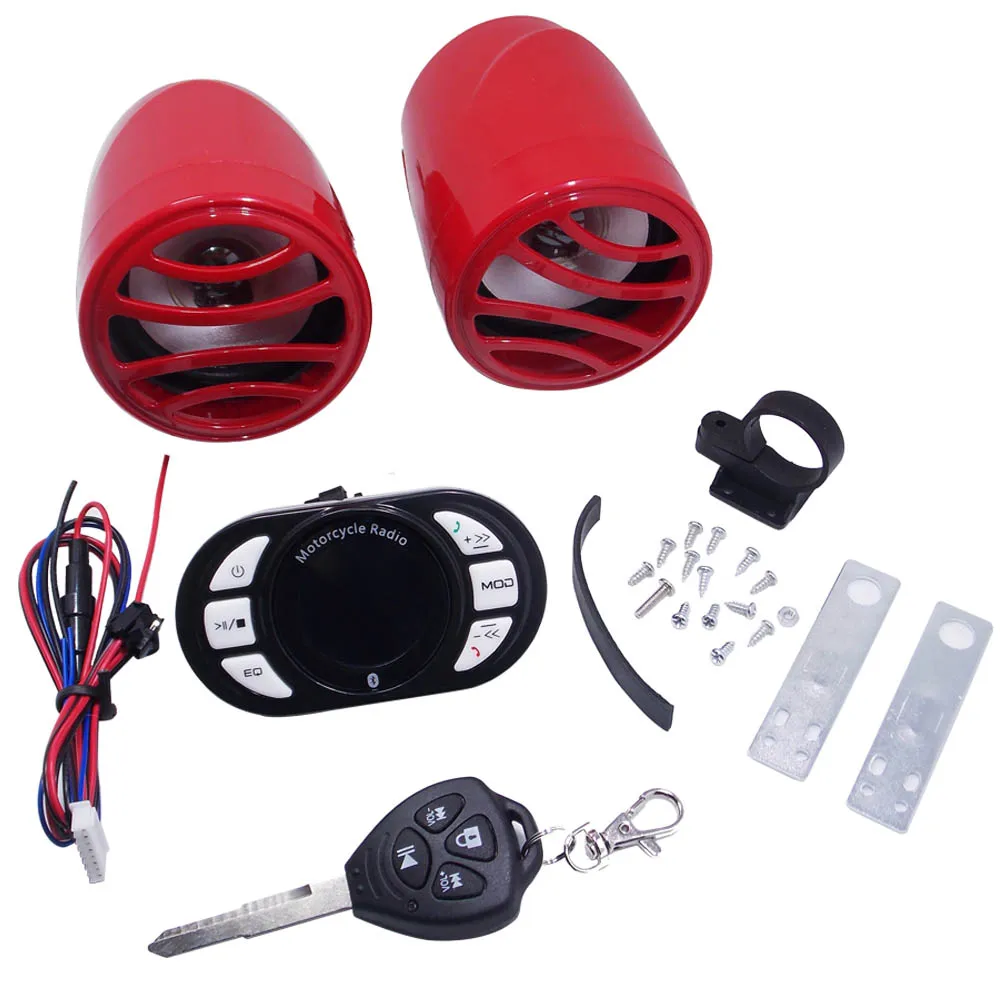 

Motorcycle Scooter Alarm Bluetooth Audio Speakers MP3 Music Player TF Card FM Radio Stereo Amplifier USB Phone Charging Moto ATV