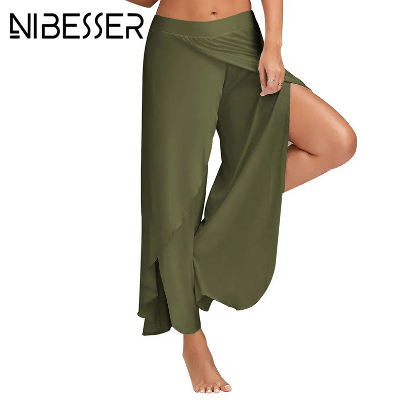 

NIBESSER Women Chiffon Wide Leg Pants Women High Waist 2018 Loose Fashion Bottoms Stylish Summer Long Pant Female Plus Size