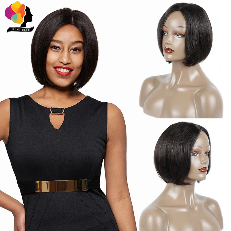 Remyblue натуральный цвет синтетические волосы на кружеве человеческие Искусственные парики для черный для женщин короткие человеческие