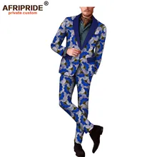 Весенне-осенний Африканский повседневный костюм с принтом для мужчин, Двусторонняя куртка с длинными рукавами+ Длинные мужские прямые брюки, комплект A1816003