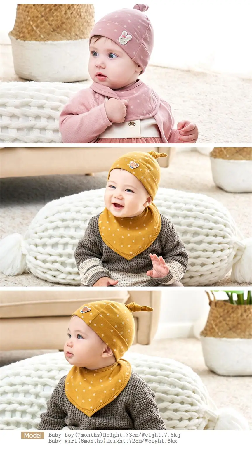 Корейский Winghouse для маленьких девочек и мальчиков, шапка, шарф, набор, принт со звездой, детская хлопковая шапка, шапочка, нагрудник