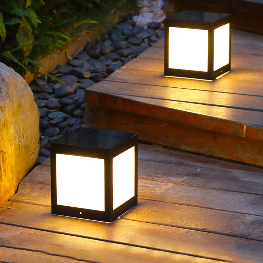Caminho ao ar Luz à Prova Thrisdar Solar Jardim Pilar Dwaterproof Água Paisagem Led Cerca Porta Pós Estigma Lâmpadas Livre Gramado