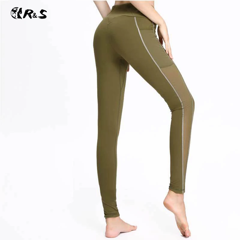 

R&S 2018 New Women Yoga Leggings Hight Waist Sport Pants Elastic Gym Leggings Body-building Yoga Pants Large Size XL For Fitness