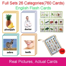 26 Categories 760 Cards Kids Montessori Learn English Flash Card Puzzle Games Educational Toys For Children Juguetes Educativos