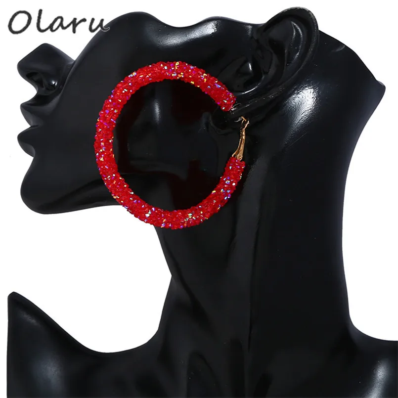 

Olaru Fashion Bohemia Round Austrian Crystal Stud Earrings Fashion Shiny rhinestone Cheap Hoop Earring Women Brincos Femme New