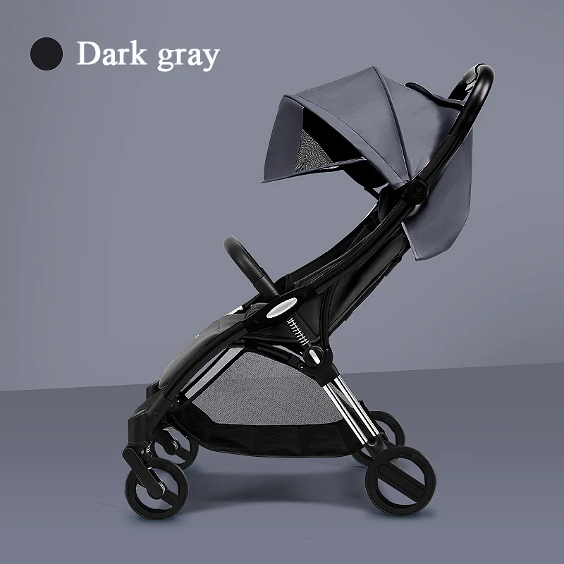 Легкая детская коляска весом 6 кг может сидеть и лежать сложить четыре колеса с подшипником Ширина сиденья 34 см можно садиться на самолет коляски - Цвет: Dark gray