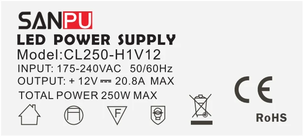 SANPU 250 W импульсный источник питания поставки единиц 12 V 20 A Светодиодный драйвер AC/DC Трансформаторы освещения для светодиоды для помещения полосы