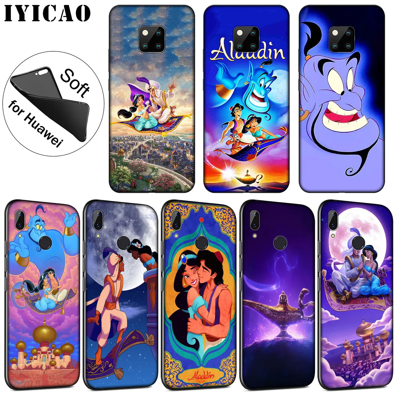 IYICAO Anime Aladdin Cartoon Soft Silicone Phone Case for Huawei Nova 3i 3 2i TPU Cases for Huawei Mate 20 10 Pro Lite Cover